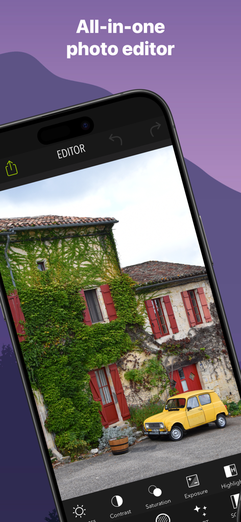 PicPoc - Photo Editor AI - PicPoc app interface showing professional photo editing tools on a smartphone