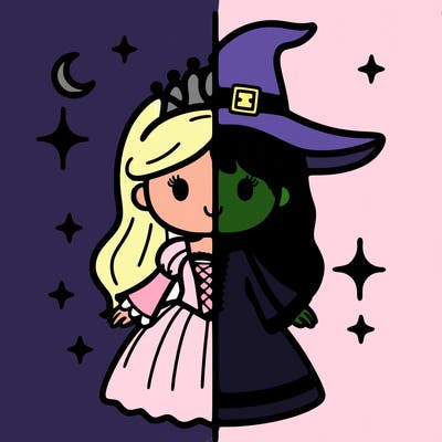 split princess and witch