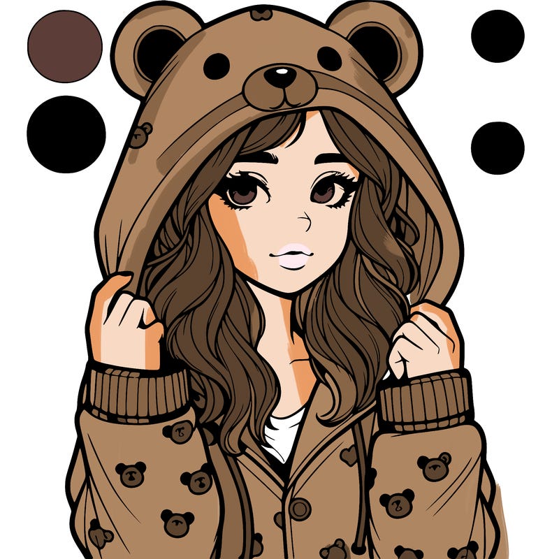 realistic girl in a animal pjs hoodie