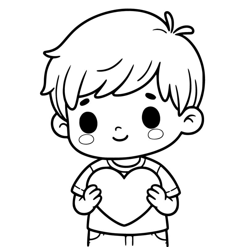 little boy, holding a love heart