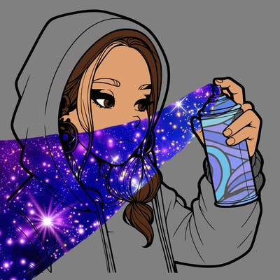 a realistic girl, spray painting