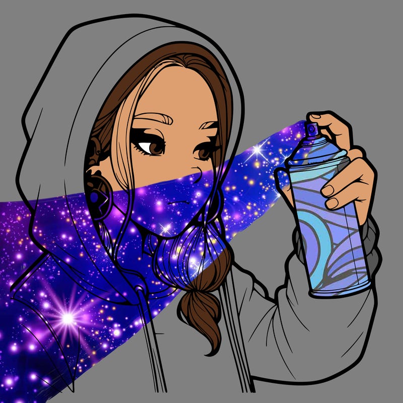 a realistic girl, spray painting