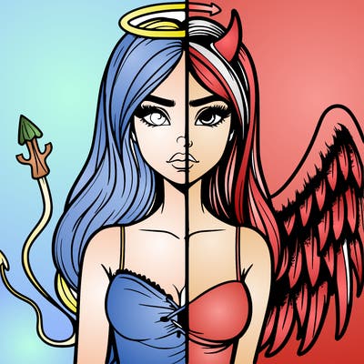 devil vs angel realistic girl