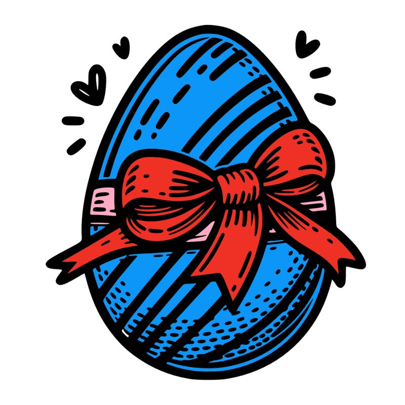 large chocolate egg with ribbon