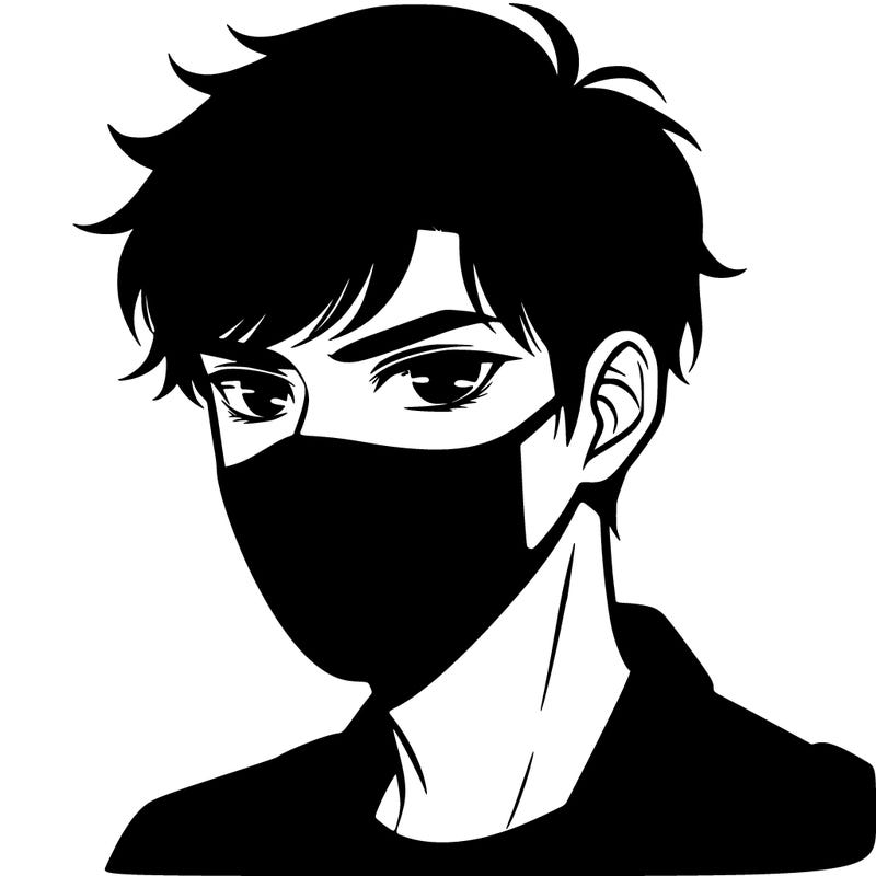 man with black mask and green eyes