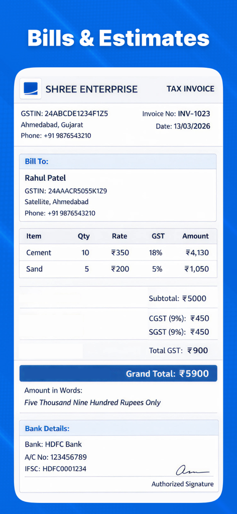 A professional GST tax invoice sample showing business details and itemized billing