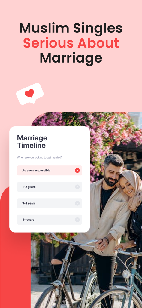A screen from the Joon app displaying the marriage timeline feature where users can specify when they want to get married.