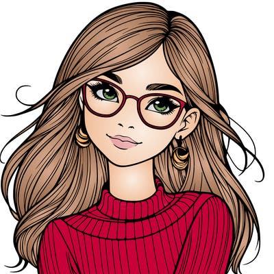 realistic girl with glasses