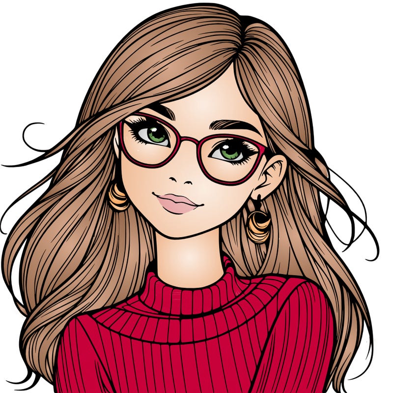 realistic girl with glasses