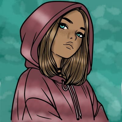 a realistic girl in a hoodie