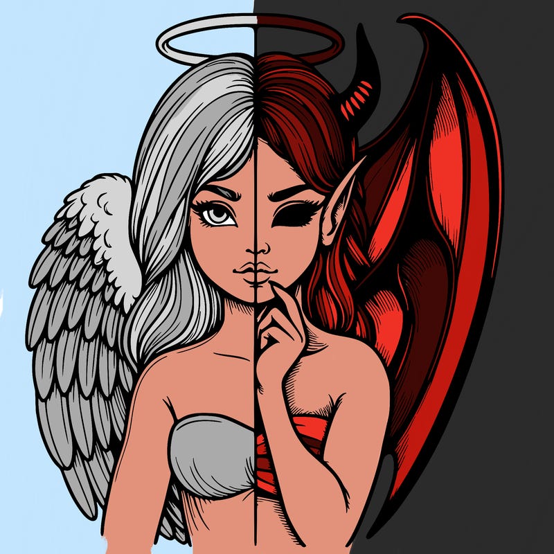 realistic angel half demon