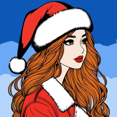realistic girl in santa hat