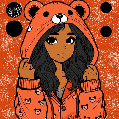 realistic girl in a animal pjs hoodie