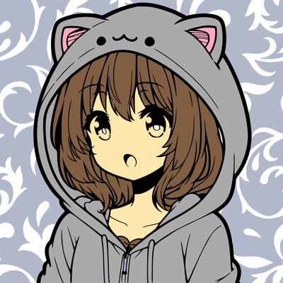 an anime girl with a kawaii hoodie on