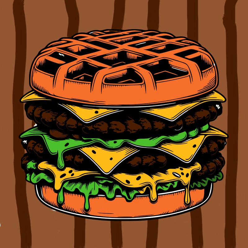 realistic waffle burger