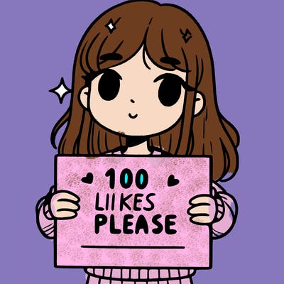 a girl holding up a sign saying 100 likes please