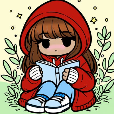 girl in oversized hoodie reading a book