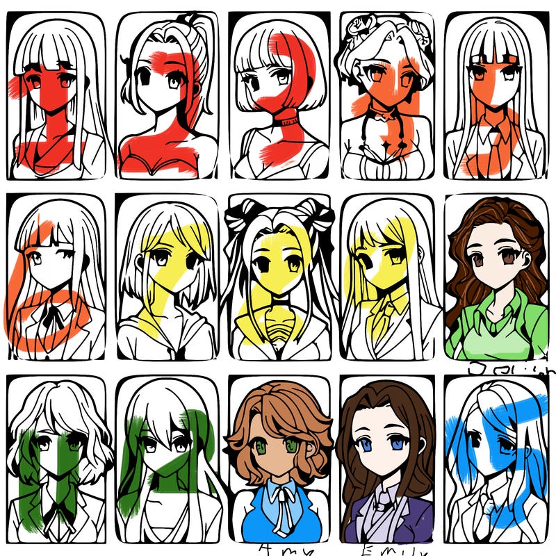 girls that look diffrent anime