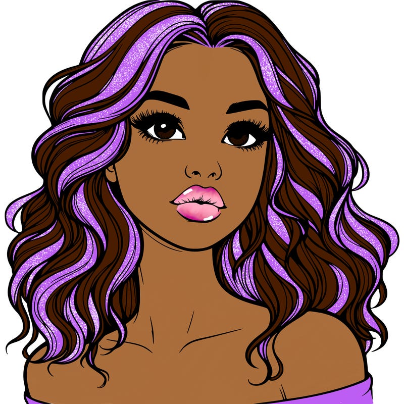 realistic girl with wavy hair and lips