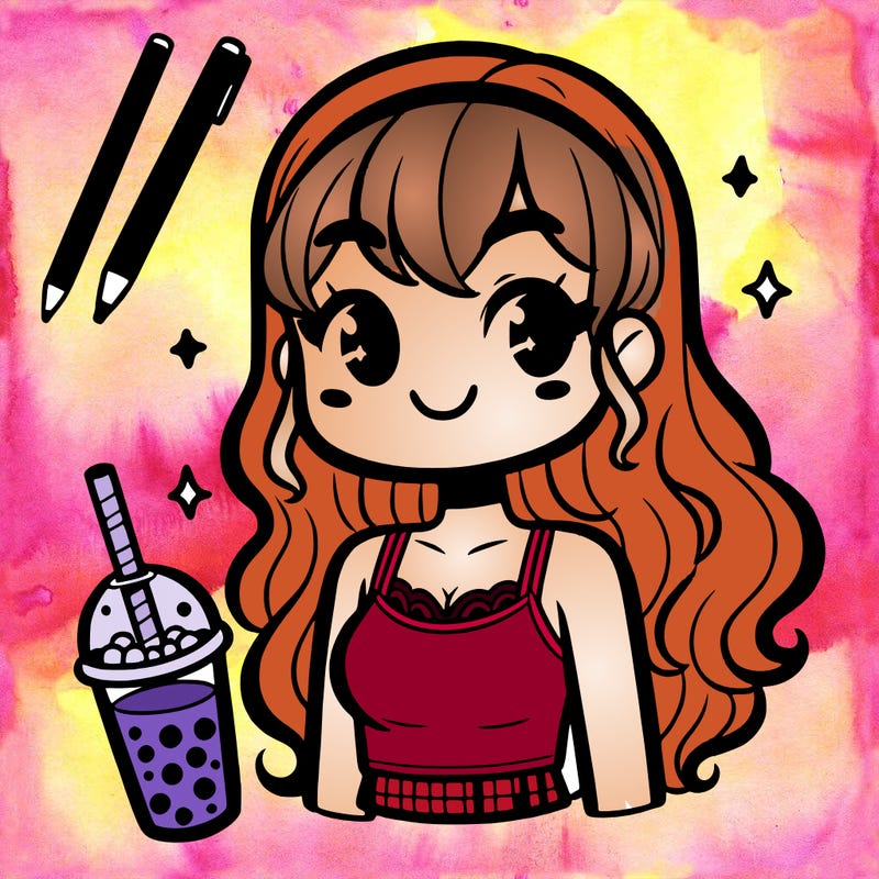 a cute girl with a tank top and boba