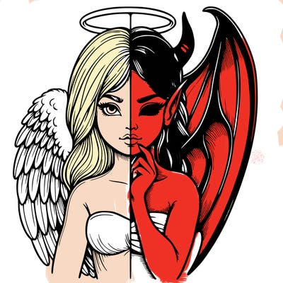 realistic angel half demon