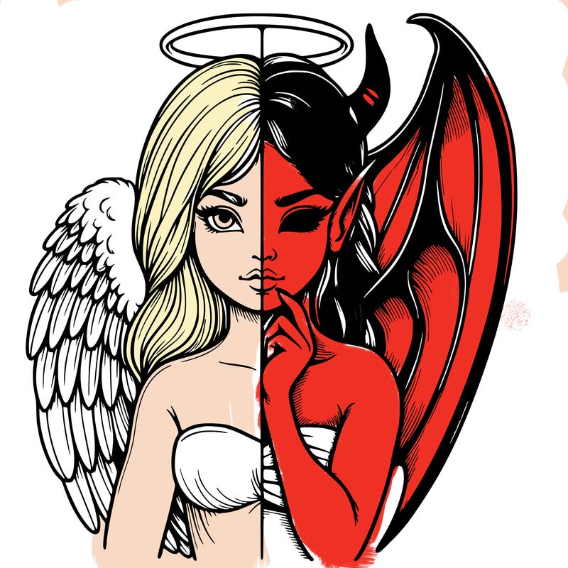 realistic angel half demon