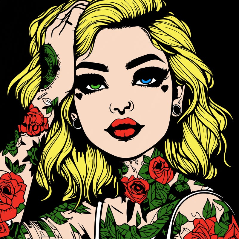 realistic girl with tattoos all over