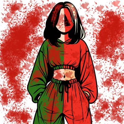 realistic girl faceless with baggy pants and a crop top