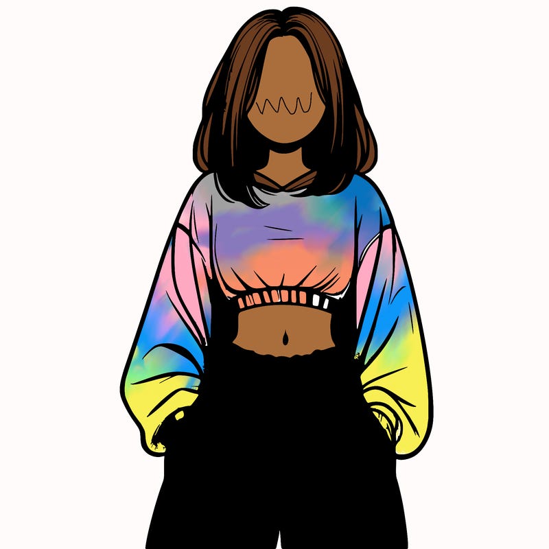 realistic girl faceless with baggy pants and a crop top