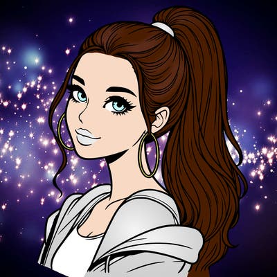 realistic girl with a high ponytail