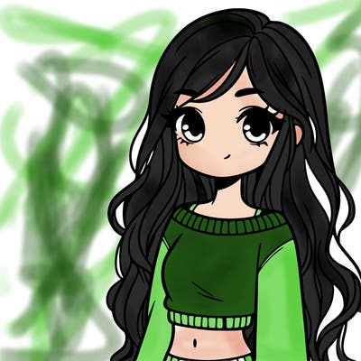 girl with long hair and a crop top with a sweater