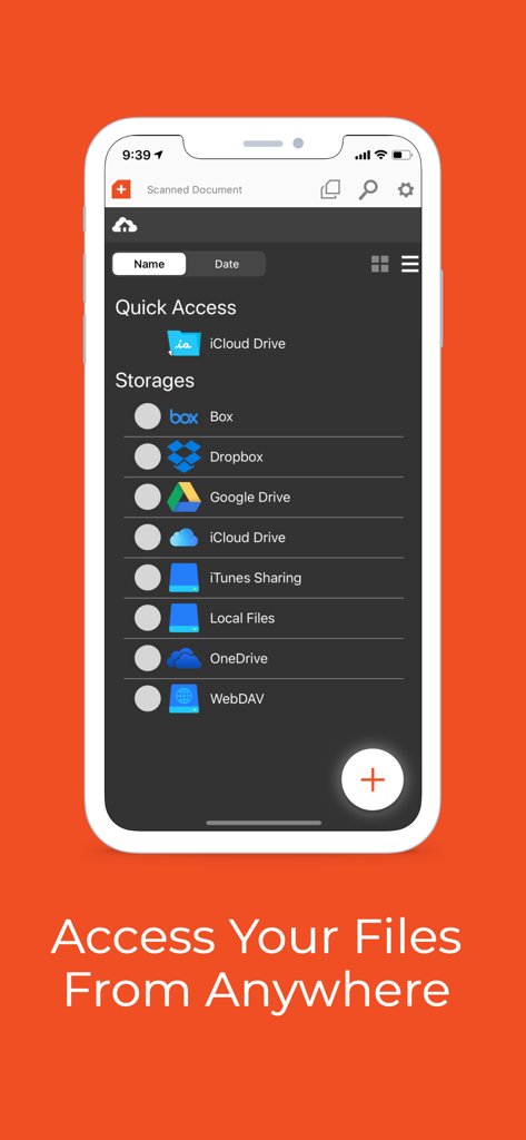 Interface do aplicativo iAnnotate 4 mostrando opções de armazenamento em nuvem, incluindo Google Drive, Dropbox e OneDrive