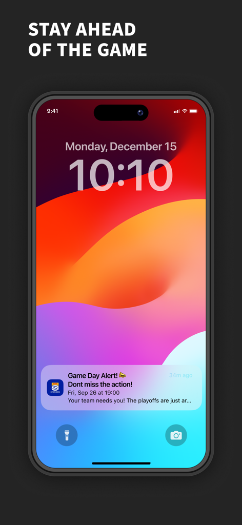 DHL Stormers - Pantalla de bloqueo de smartphone mostrando una notificación de alerta del día del partido de los DHL Stormers.