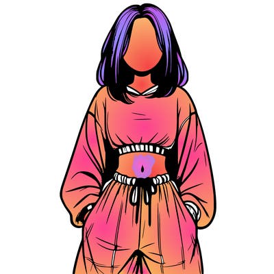 realistic girl faceless with baggy pants and a crop top