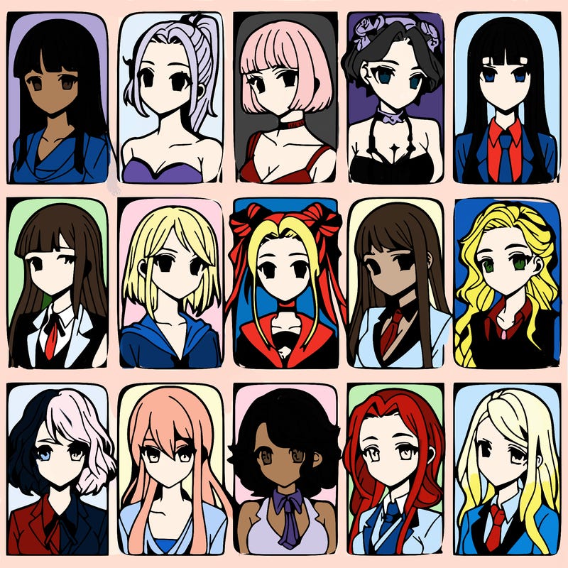 girls that look diffrent anime