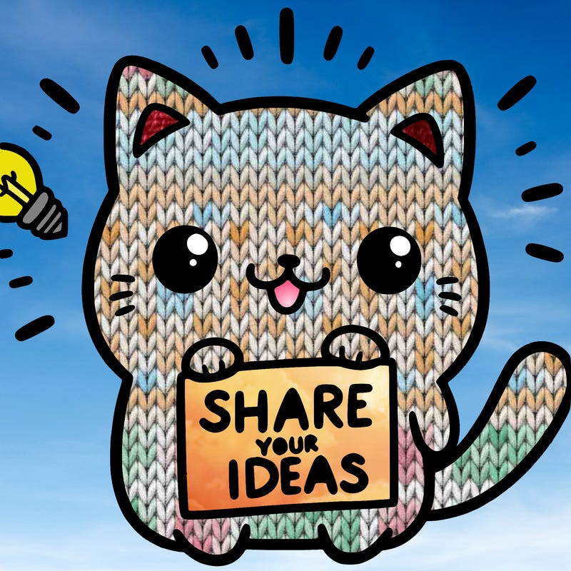 a cute cat saying share your ideas