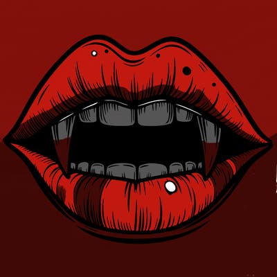 lips with vampire teeth