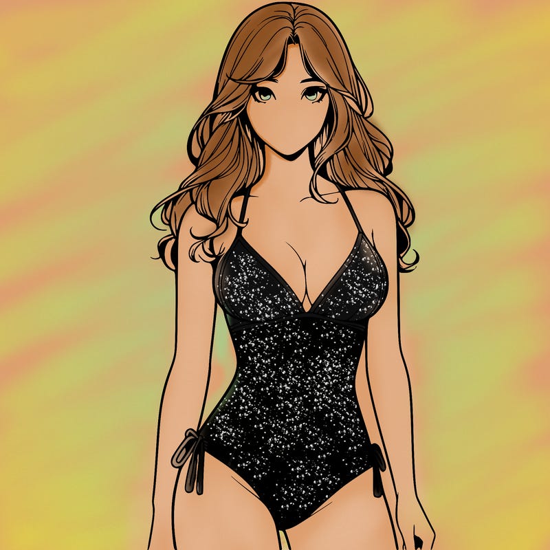 realistic girl with a revealing swimsuit