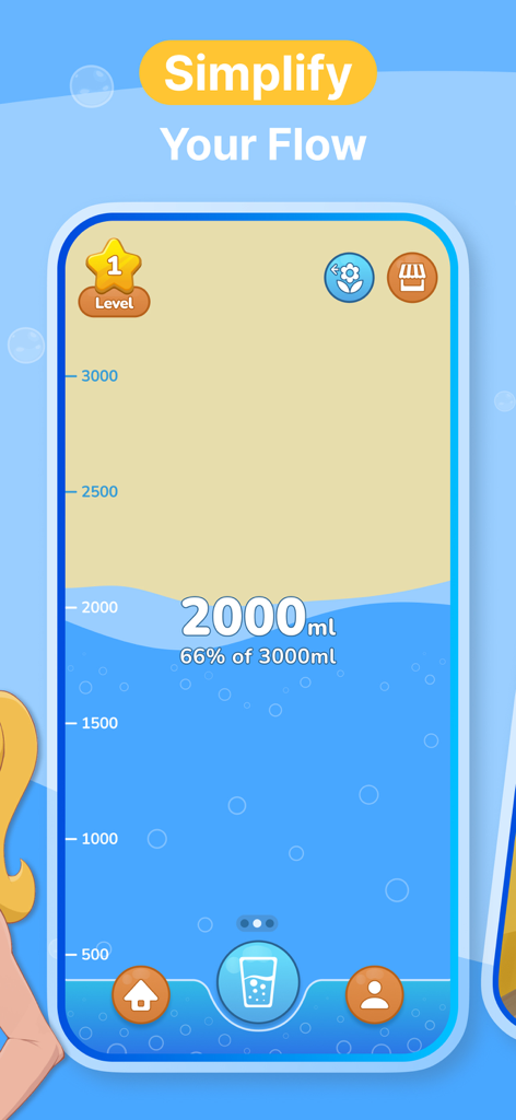 Aqua Pal: Water Tracker - Aqua Pal mobile app water tracking interface showing daily progress