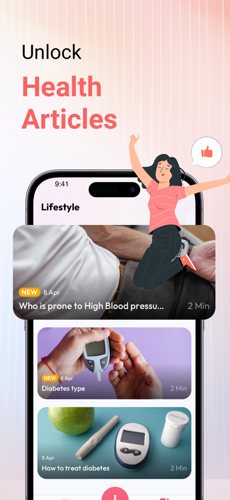 My Pulse app interface showing the health articles section with lifestyle and medical tips