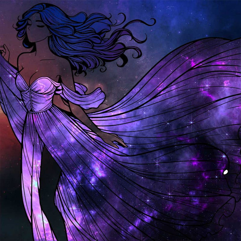 realistic woman in dress flowing the the wind