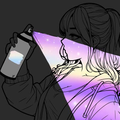 a realistic girl spray, painting