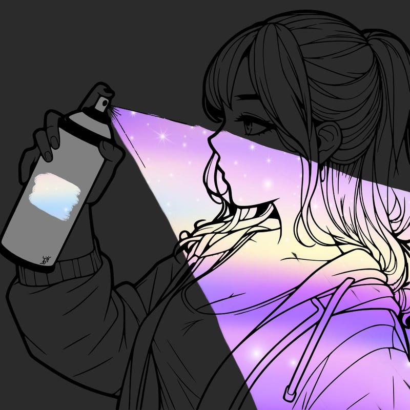 a realistic girl spray, painting