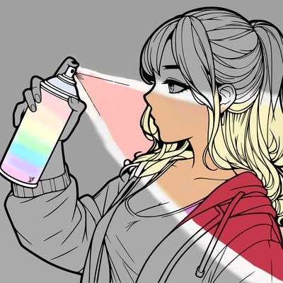 a realistic girl spray, painting