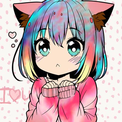 shy anime catgirl