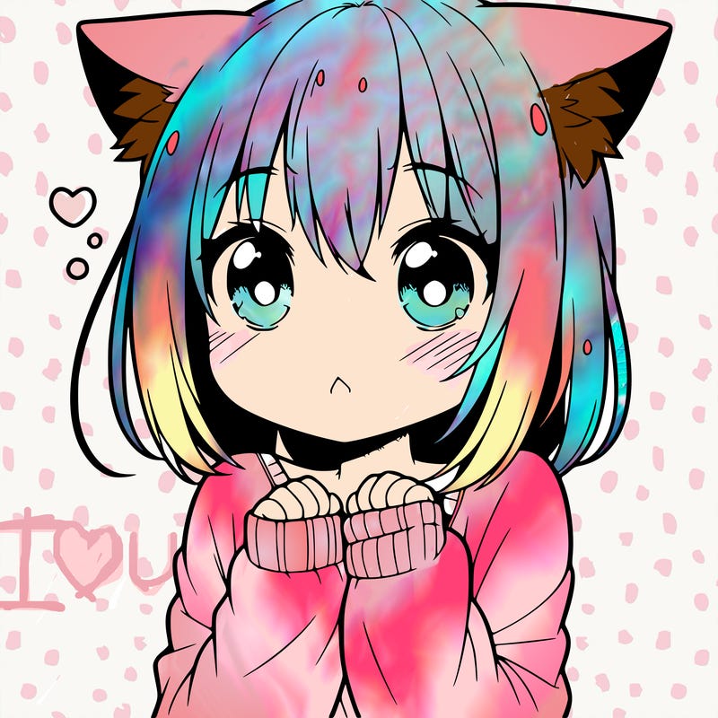 shy anime catgirl