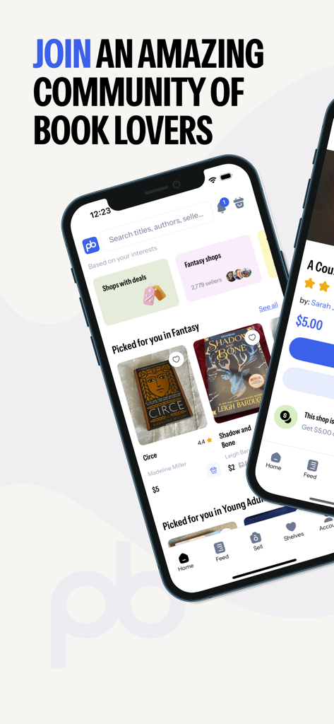 PangoBooks: Buy & Sell Books - Screenshot of the PangoBooks mobile app featuring personalized book listings and a community interface