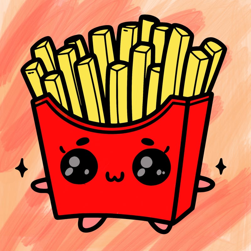 a cute. french fries