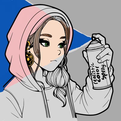 a realistic girl, spray painting