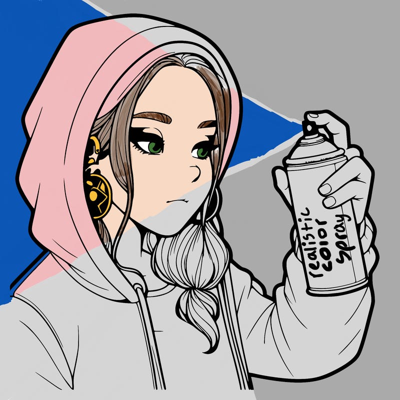 a realistic girl, spray painting